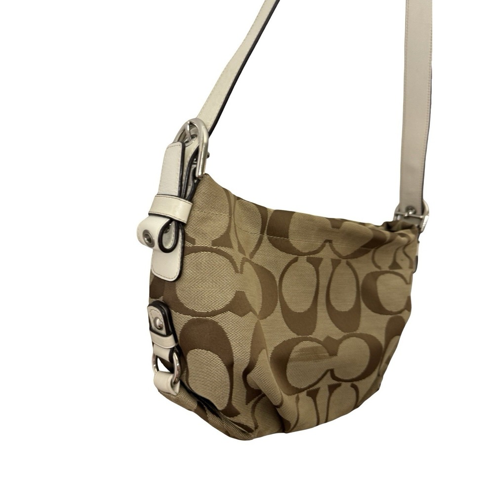 COACH Signature Shoulder Bag F15068 Tan/Brown Canvas/Leather Shoulder Purse. - Picture 3 of 8